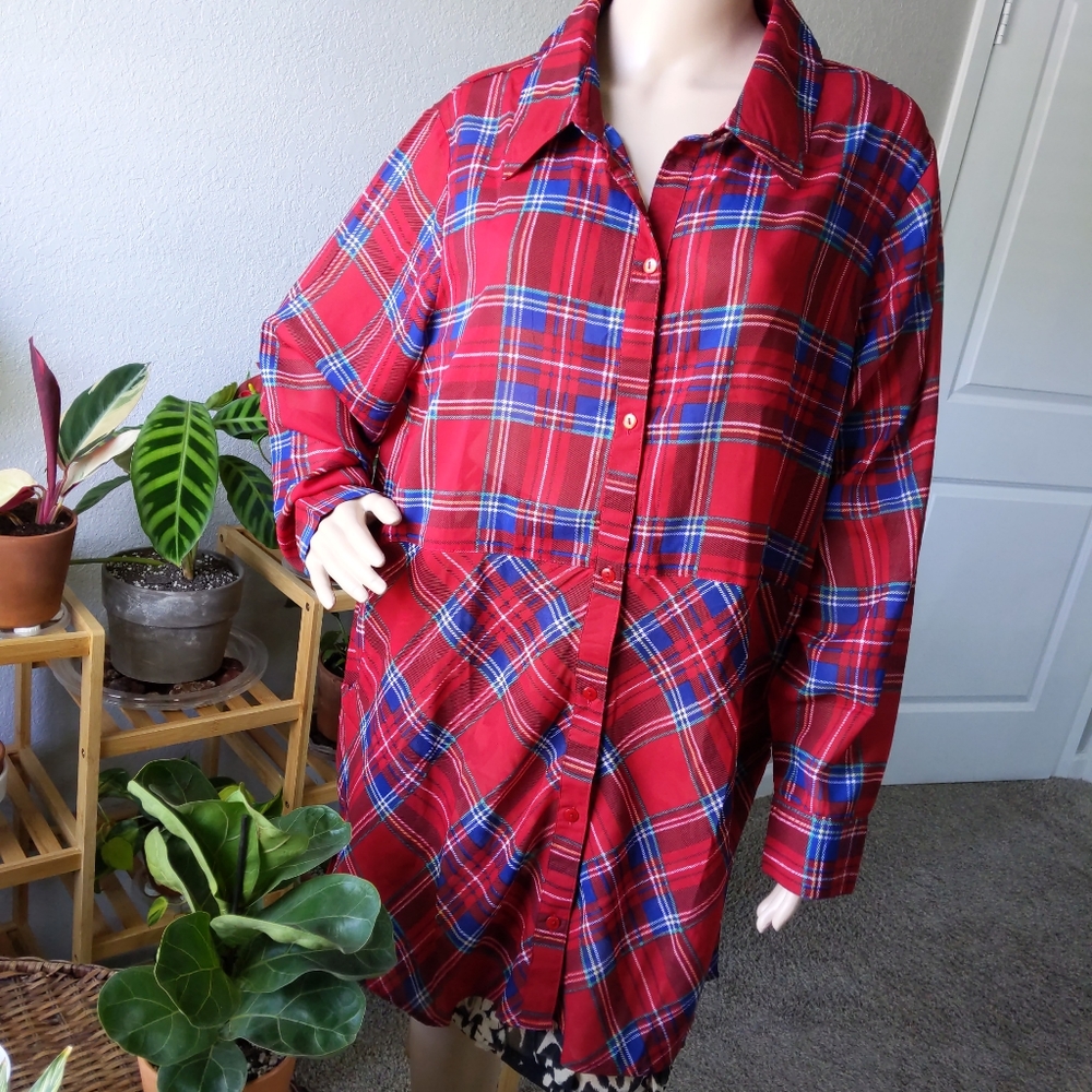 Top blouse tunic plaid